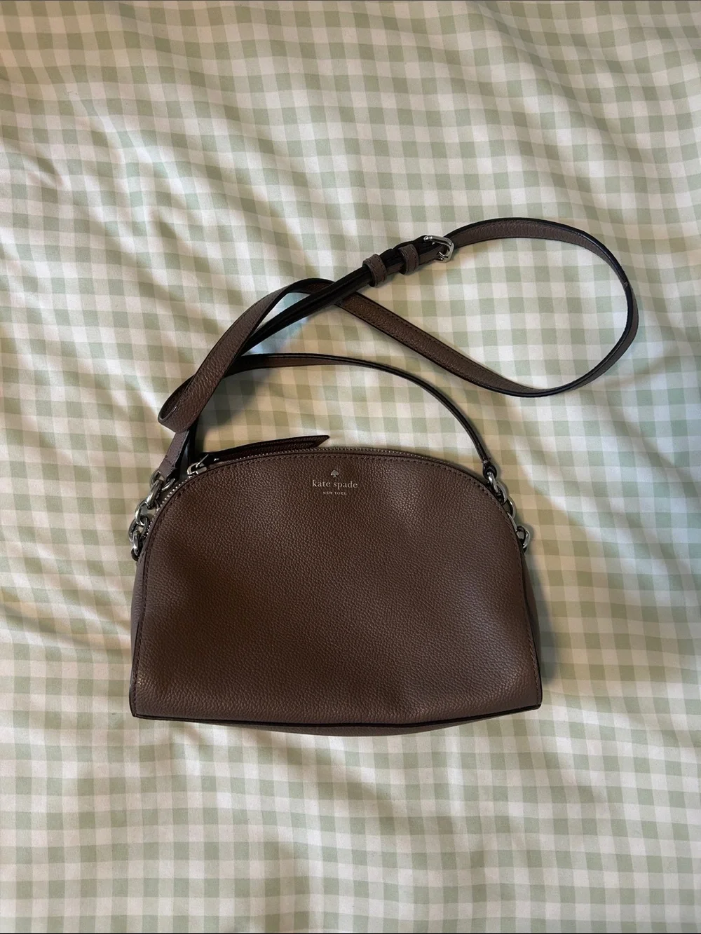 kate spade Brown Pebbled Leather Dome Crossbody